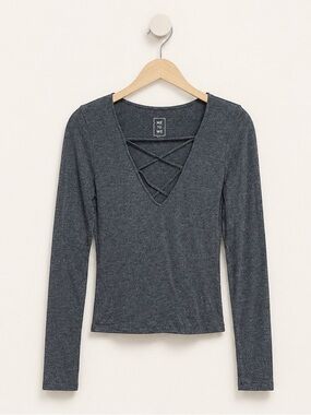 Me to We Charcoal Long Sleeve Top